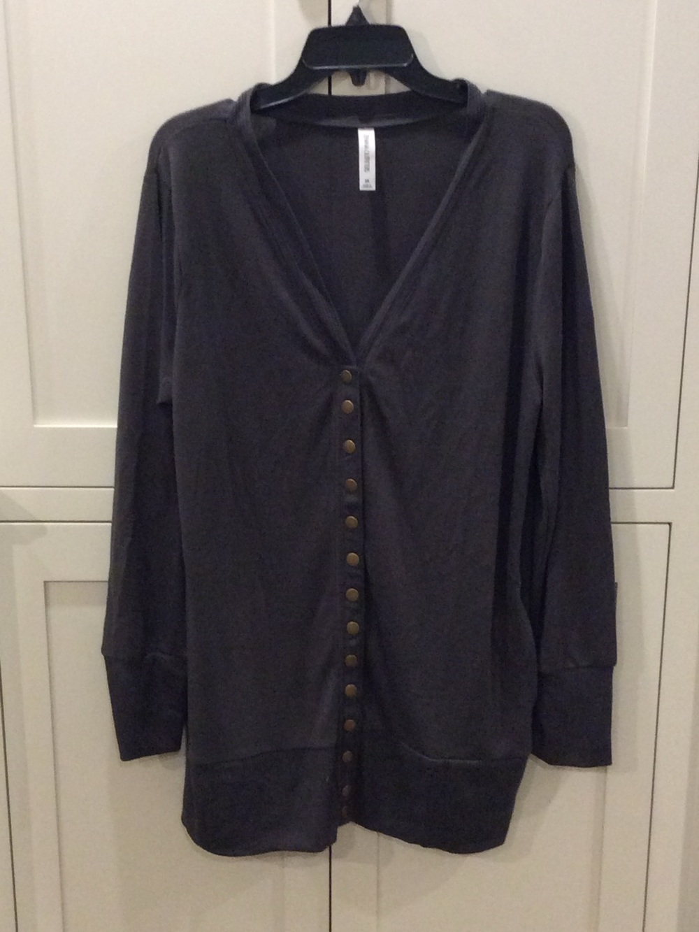 Relaxed Charcoal Button-Front Women's Cardigan